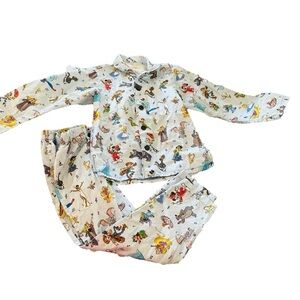 Kids Disney Cartoon Print Handmade Pajamas - White